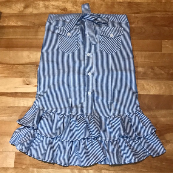 Striped Strapless Top with Buttons